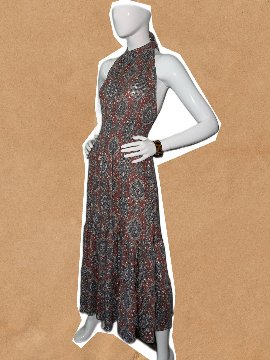 Beraghsa Romantic Persian Carpet Sleeveless Tiered Dress