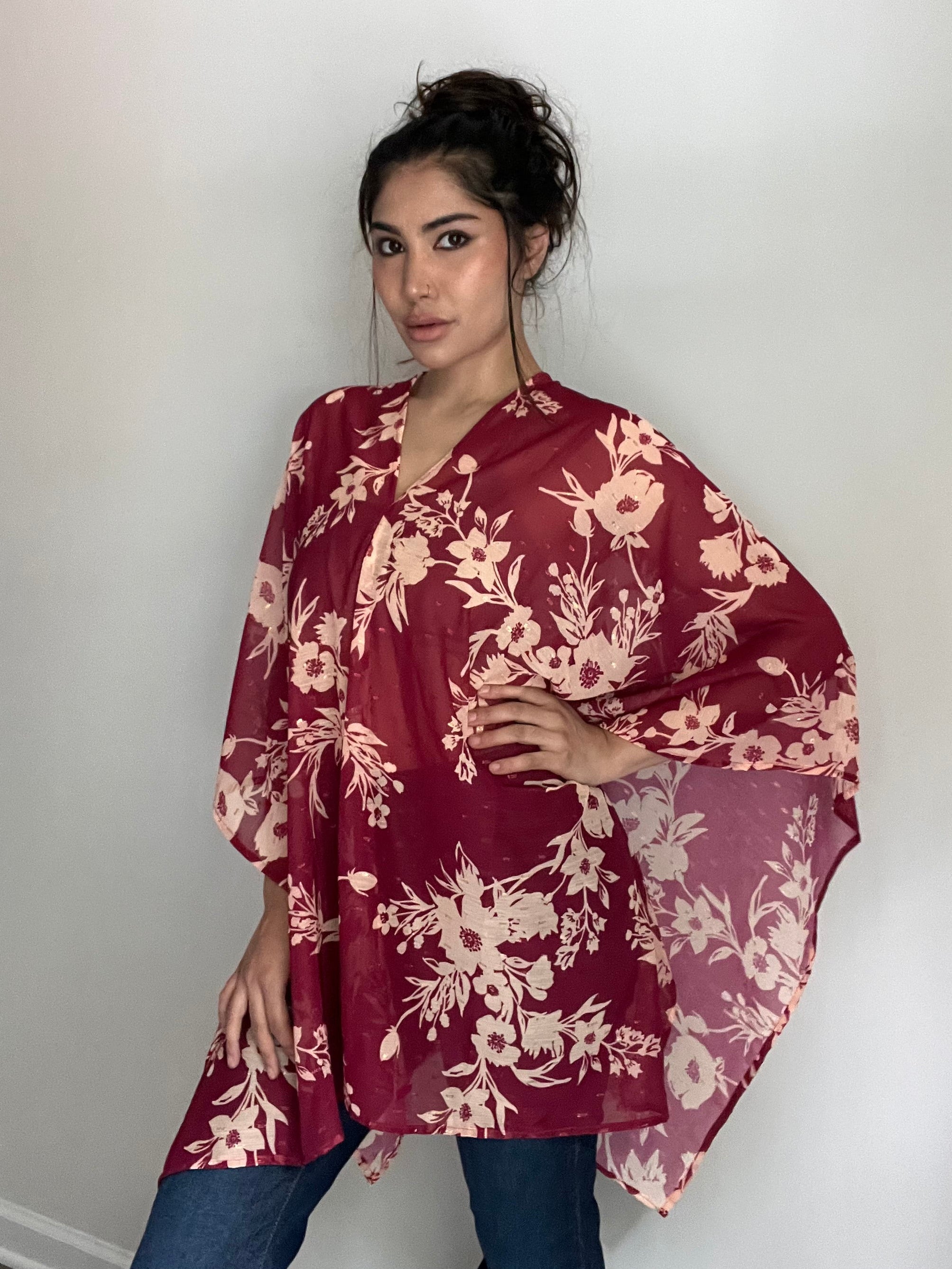 Floral Magenta Kiss Edition - The Ultimate Multiwear Poncho