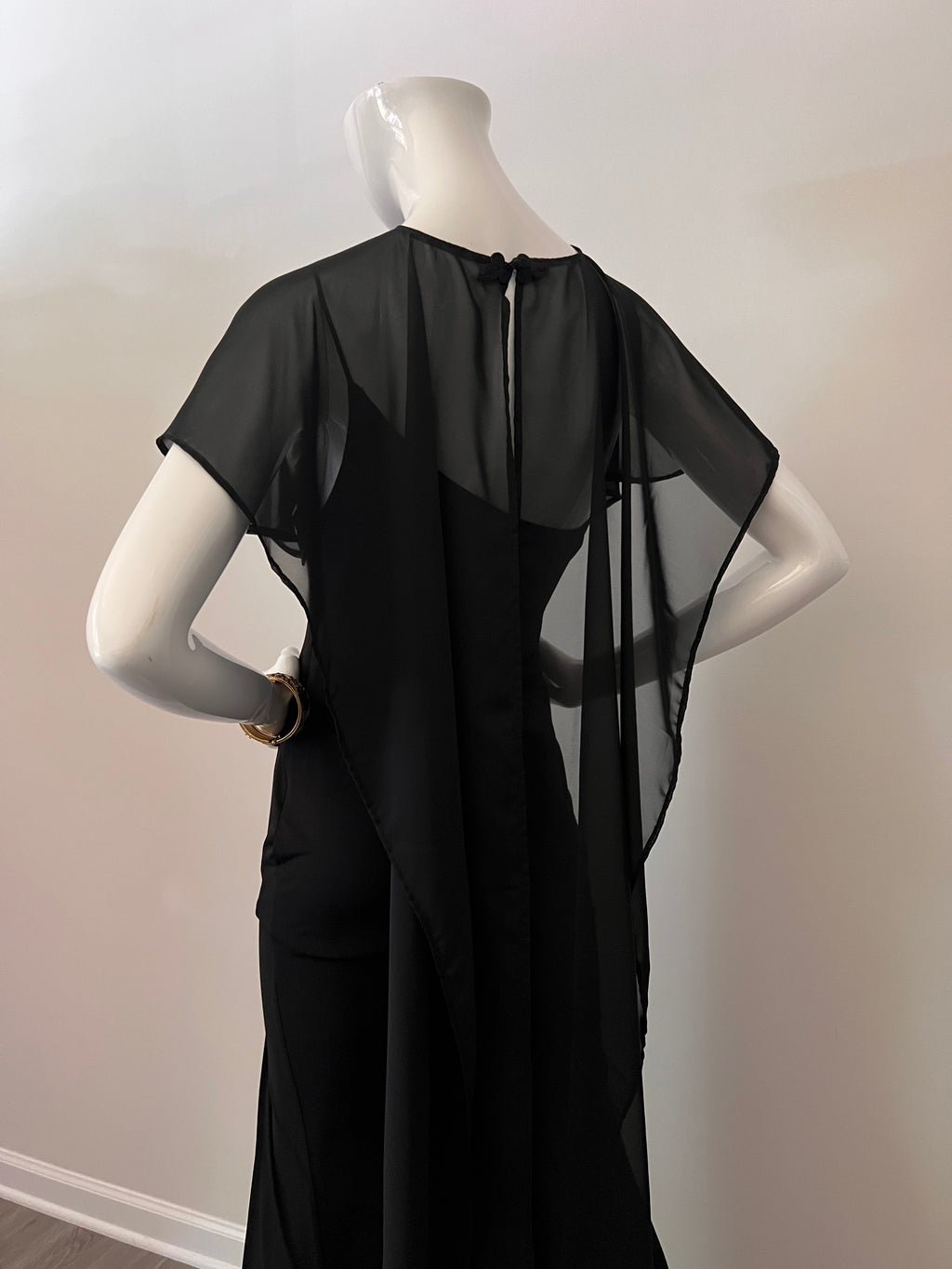 Modern Royal Black Chiffon Dress Cape/Shawl