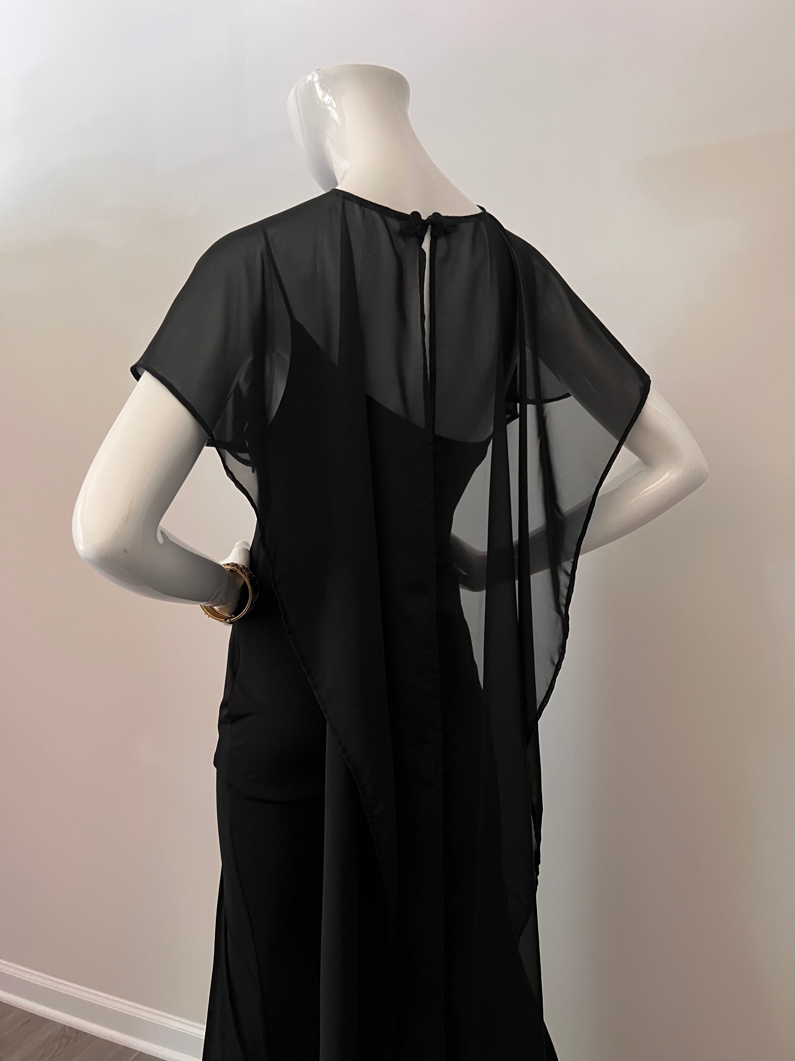 Modern Royal Black Chiffon Dress Cape/Shawl