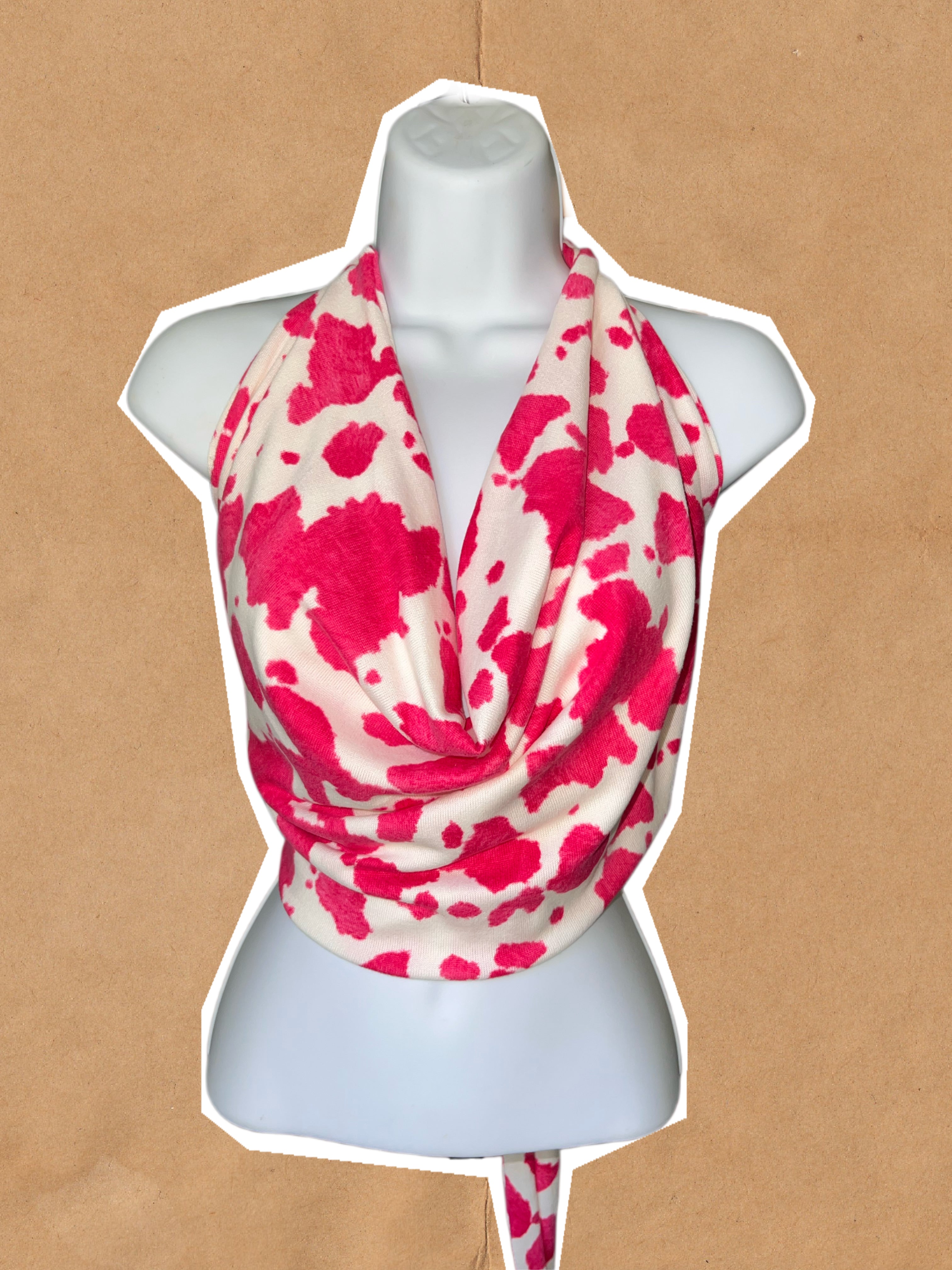 Strawberry Milk Cow Print Edition - The Ultimate Multiwear Halter top