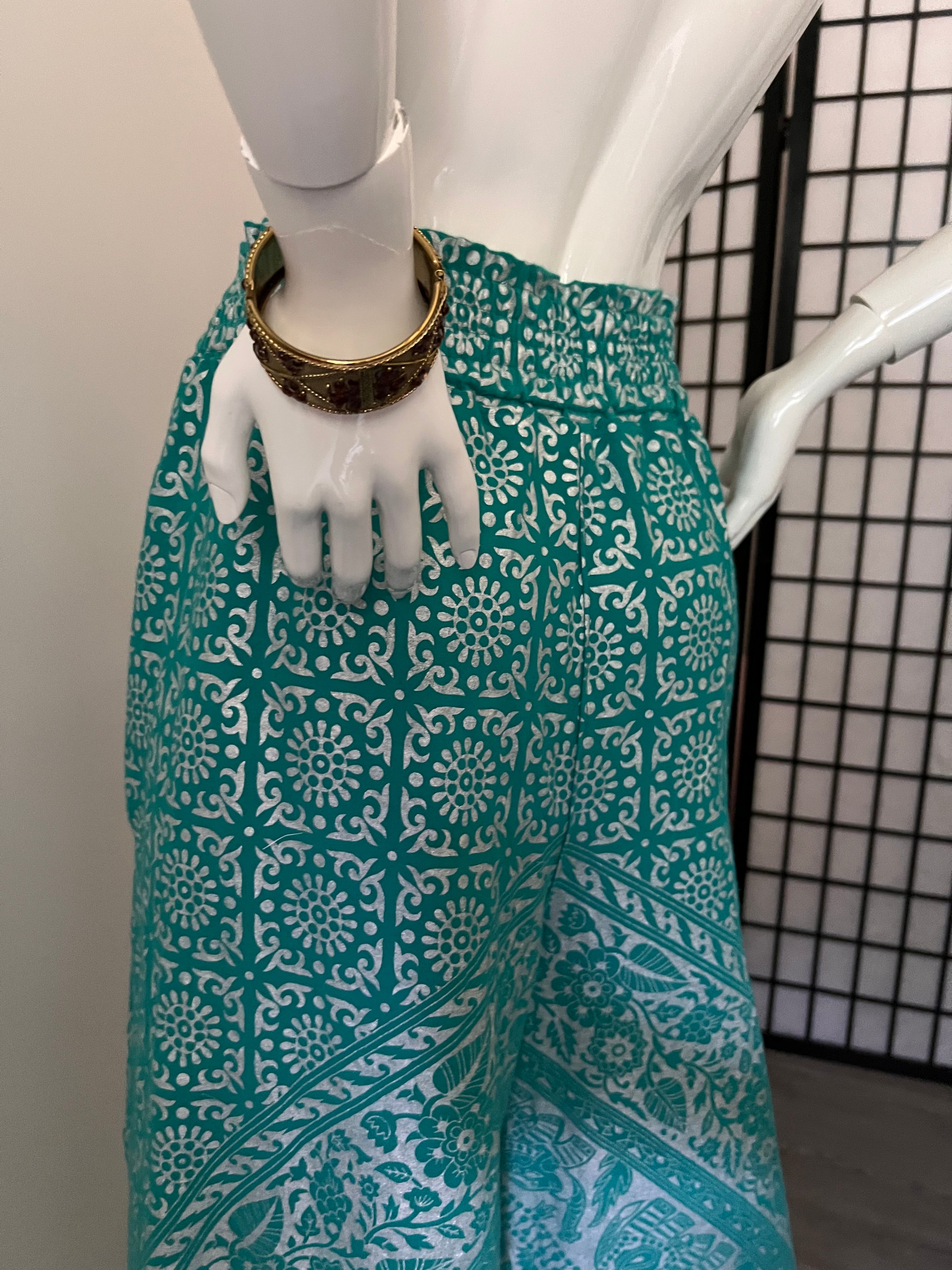 Turquoise and Silver Channa Mandala Wide Leg Bottom Set