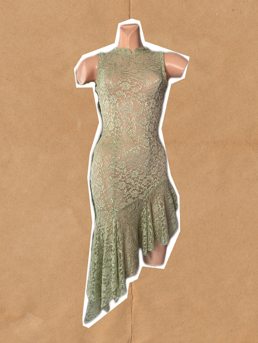 90’s Runway Inspo Pastel Green Lace Fairy Dress