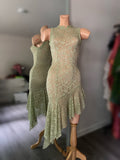 90’s Runway Inspo Pastel Green Lace Fairy Dress
